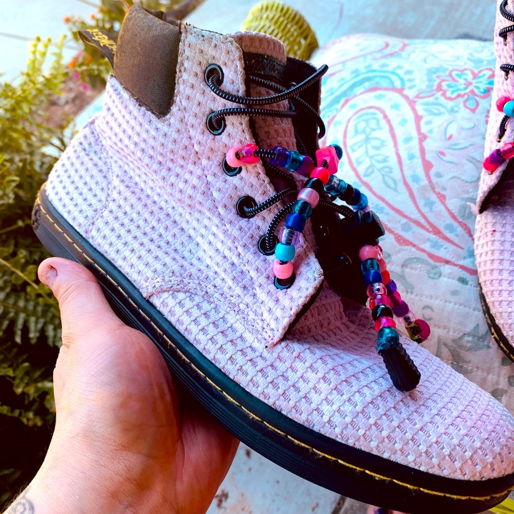 Festi pink waffle doc sneakers with beads